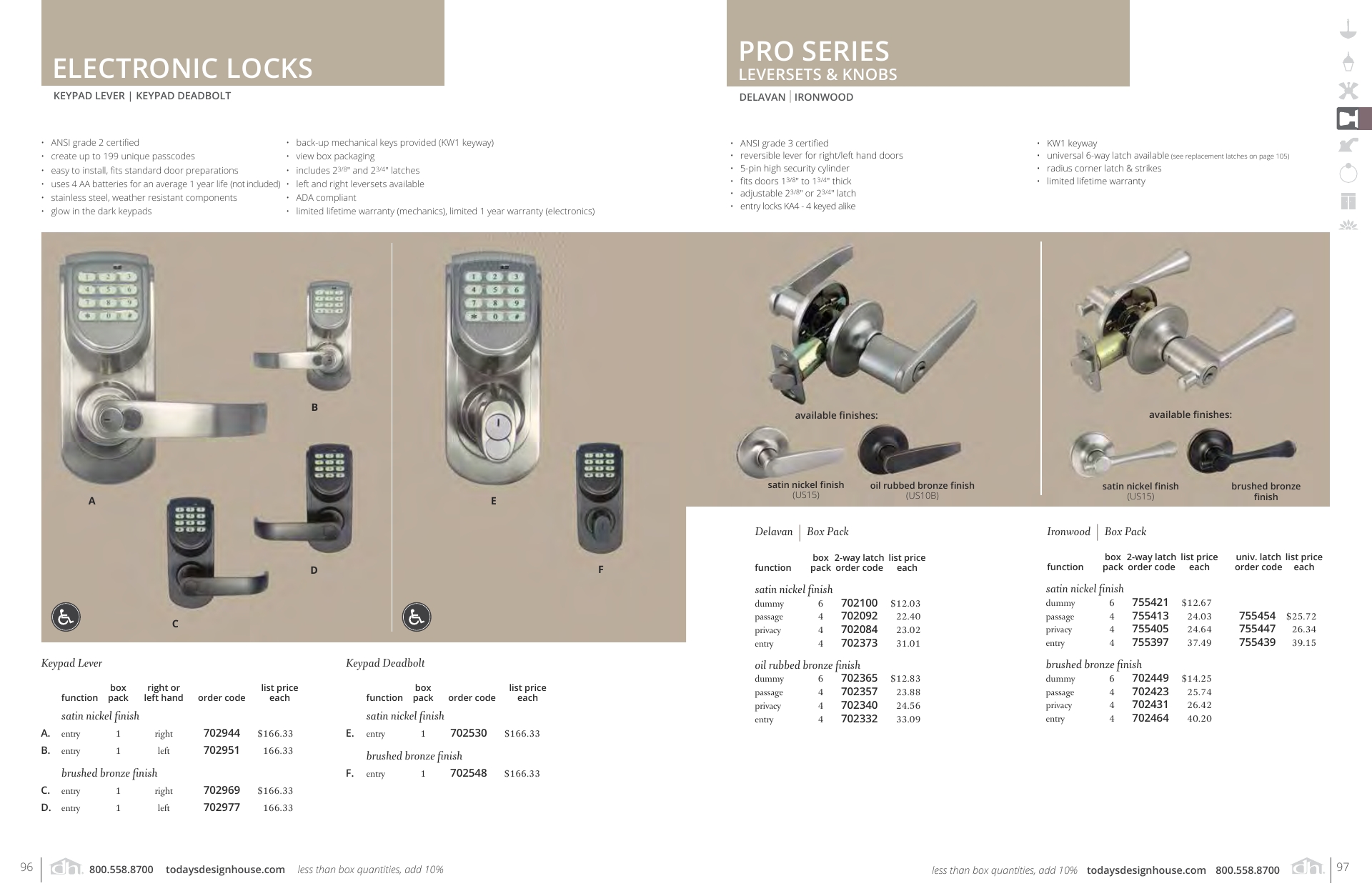 Electronic Locks and Pro Series Leversets & Knobs